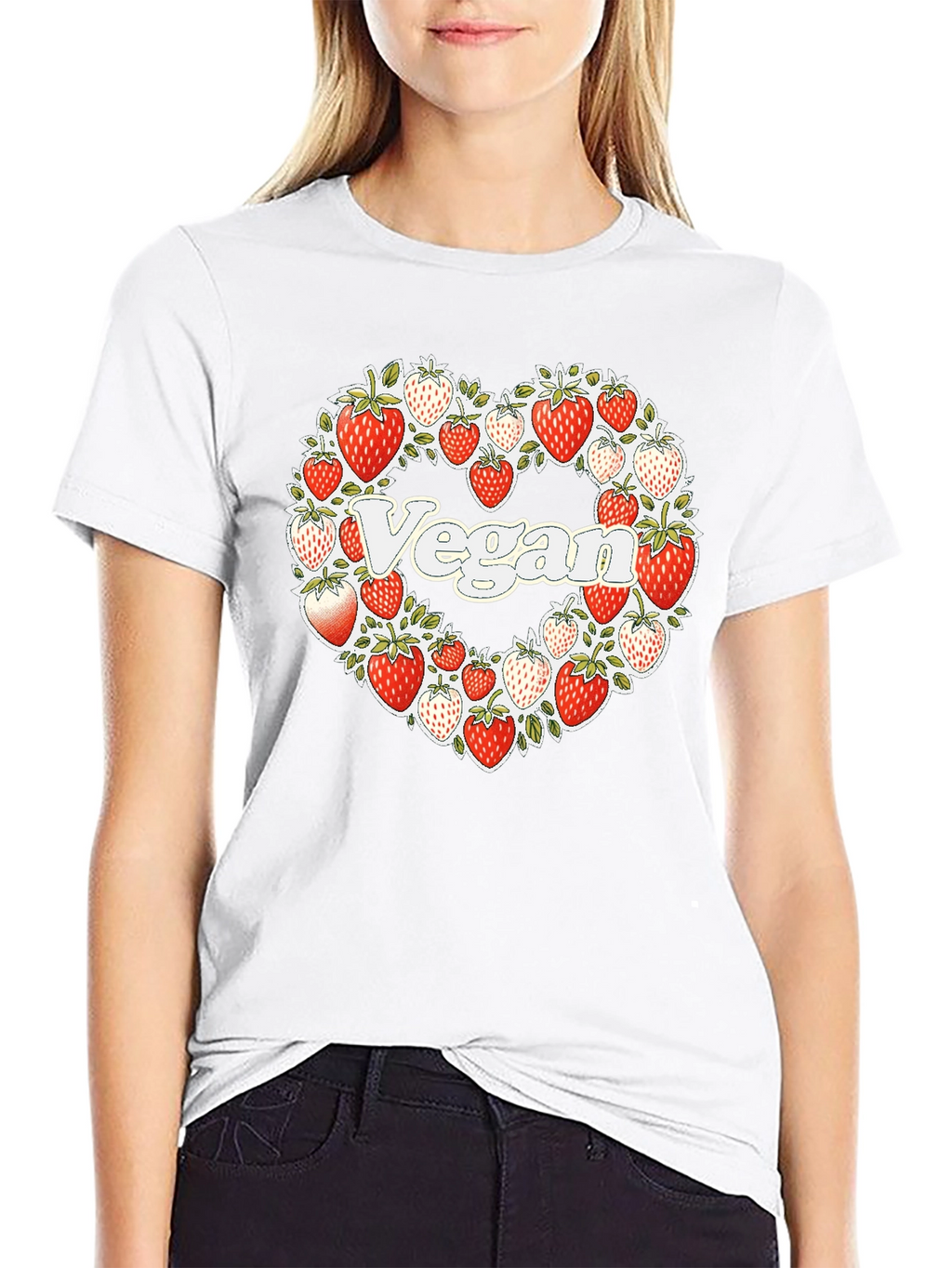 Vegan Strawberry Heart T-Shirt