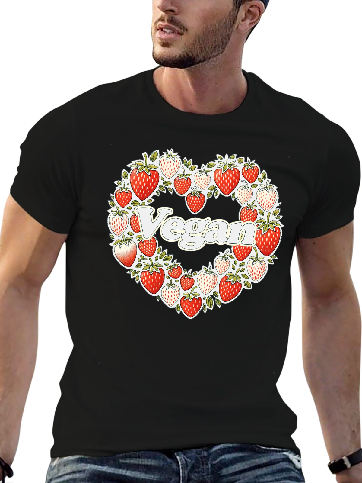 Vegan Strawberry Heart T-Shirt