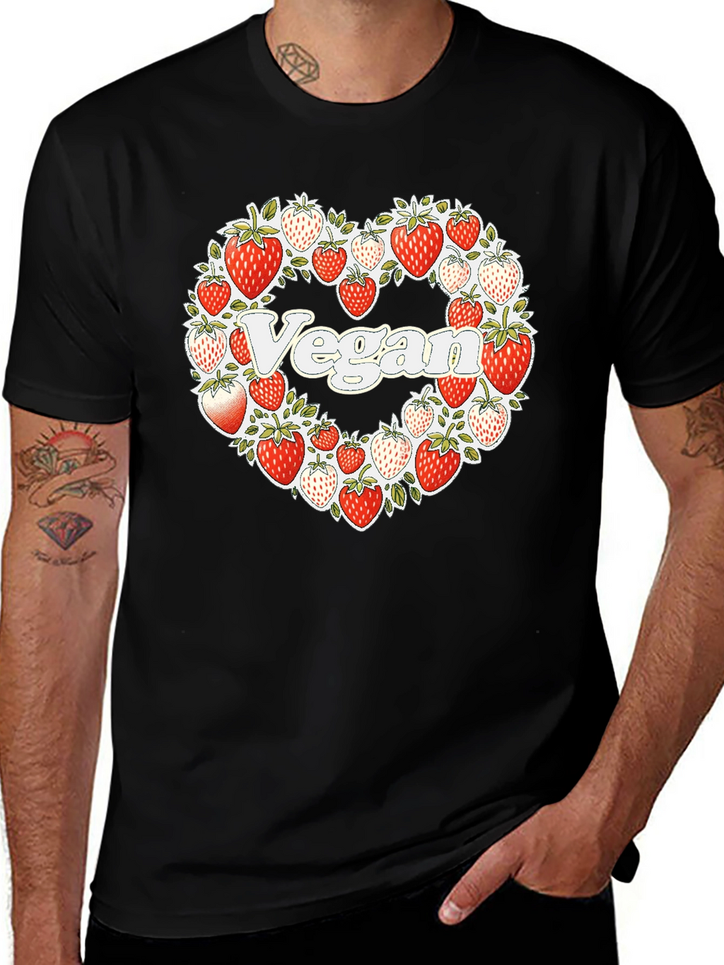 Vegan Strawberry Heart T-Shirt