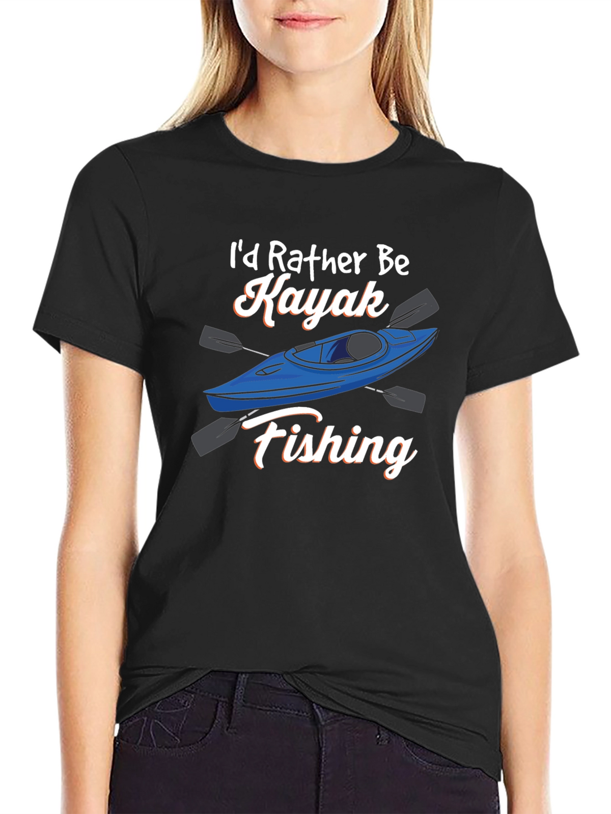 Kayak Fishing Graphic Tee - Black