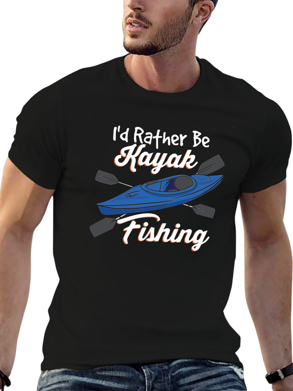 Kayak Fishing Graphic Tee - Black
