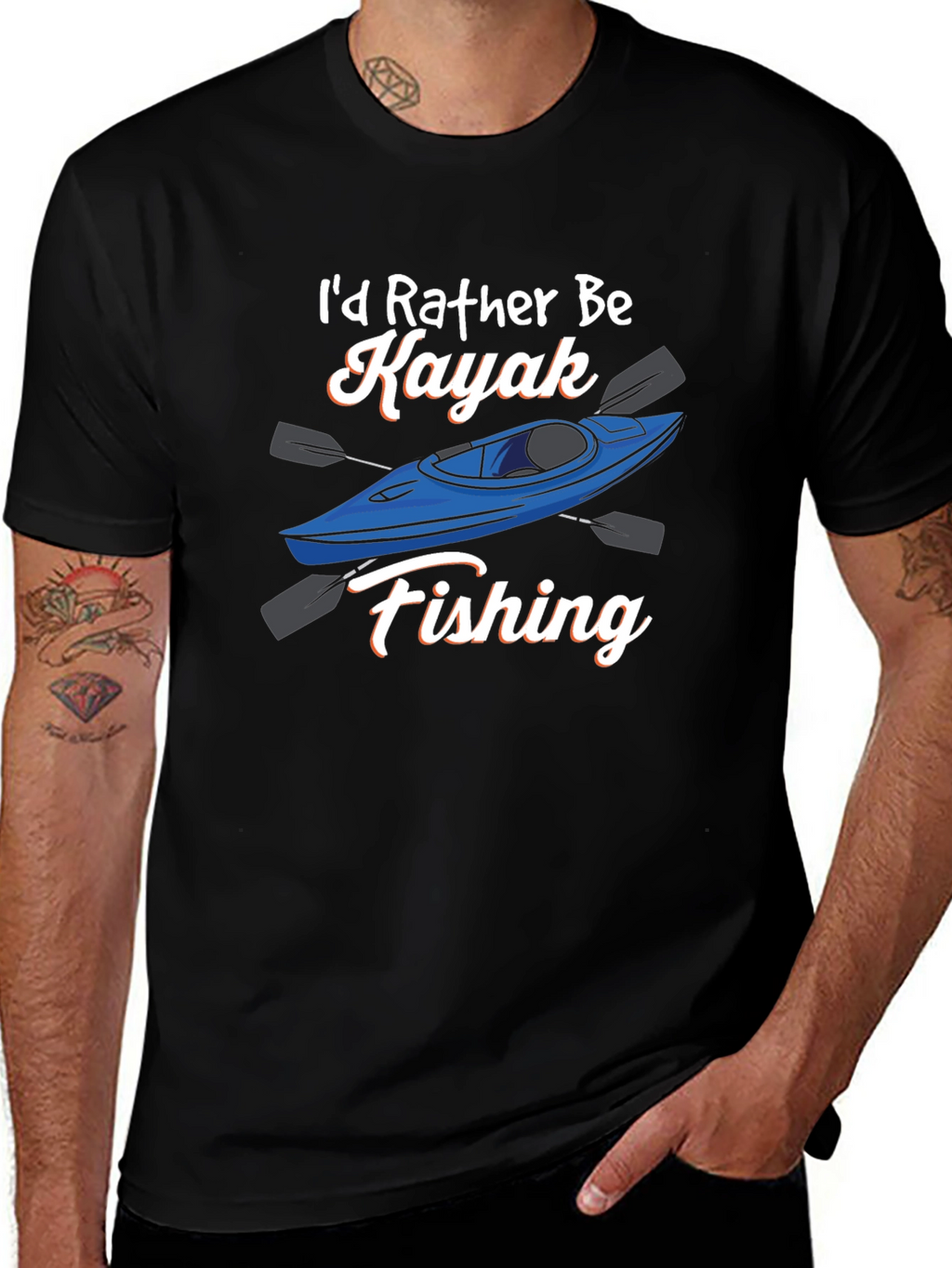Kayak Fishing Graphic Tee - Black