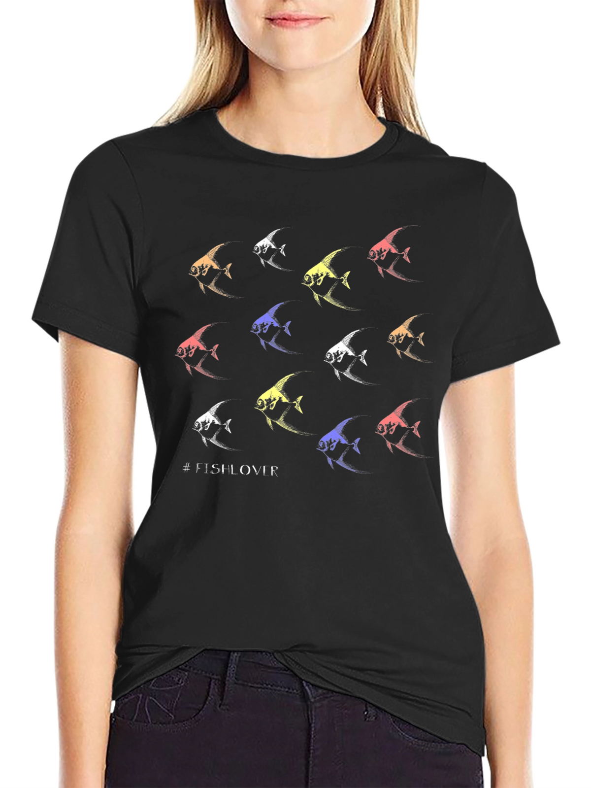 Angelfish Pattern T-Shirt - #FISHLOVER