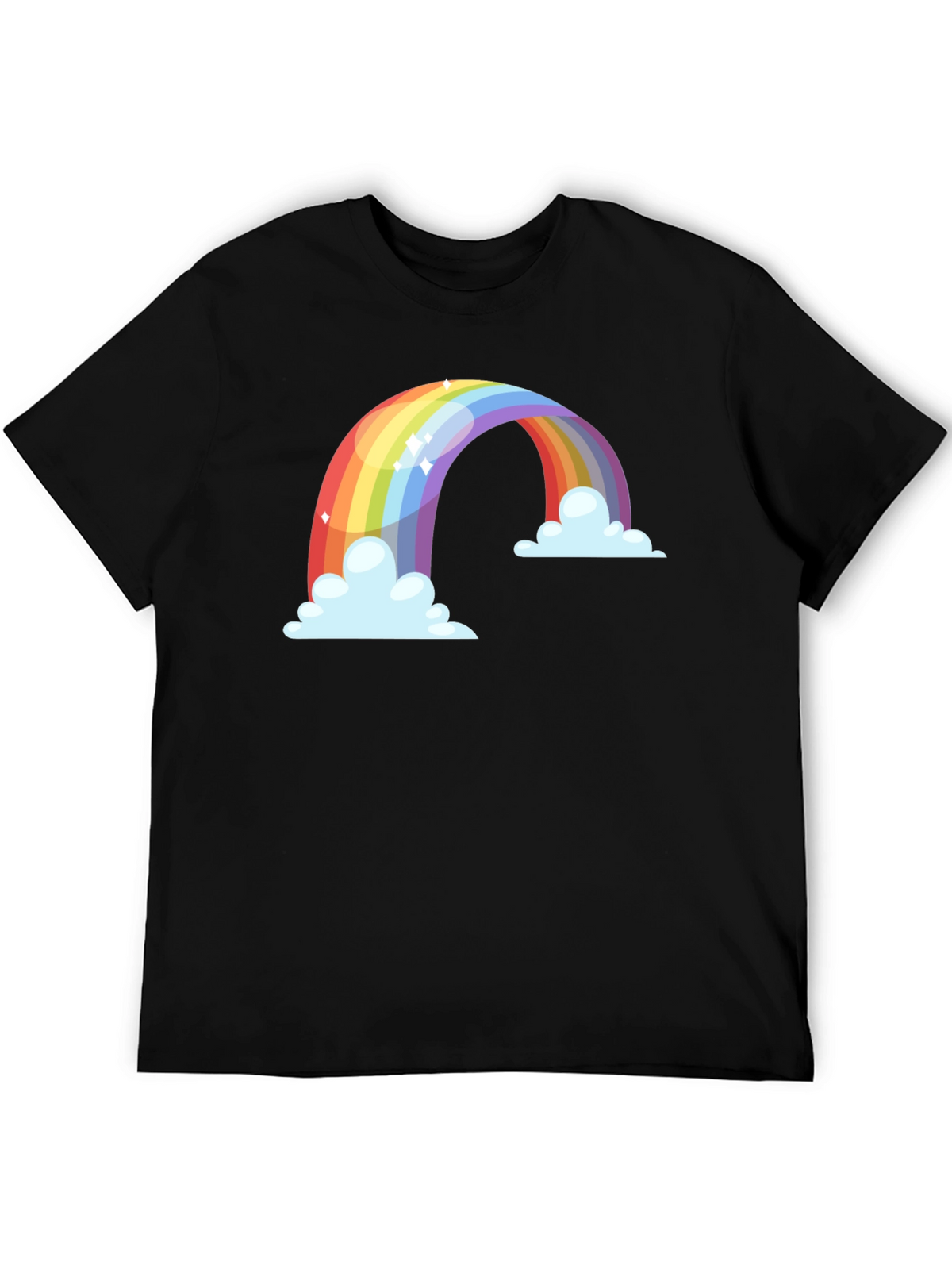 Rainbow Cloud Graphic Tee - Black Cotton Blend