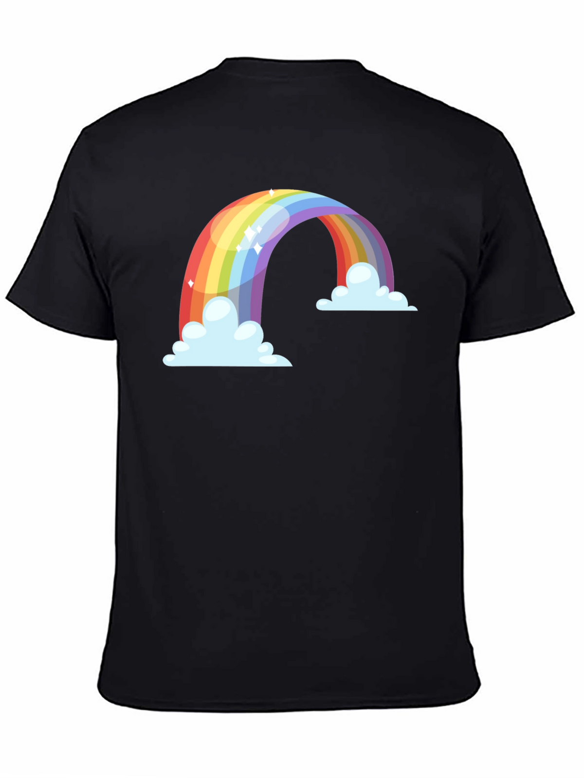 Rainbow Cloud Graphic Tee - Black Cotton Blend