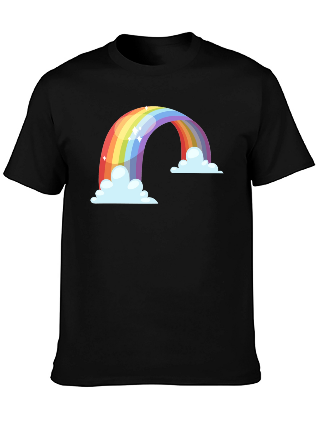 Rainbow Cloud Graphic Tee - Black Cotton Blend