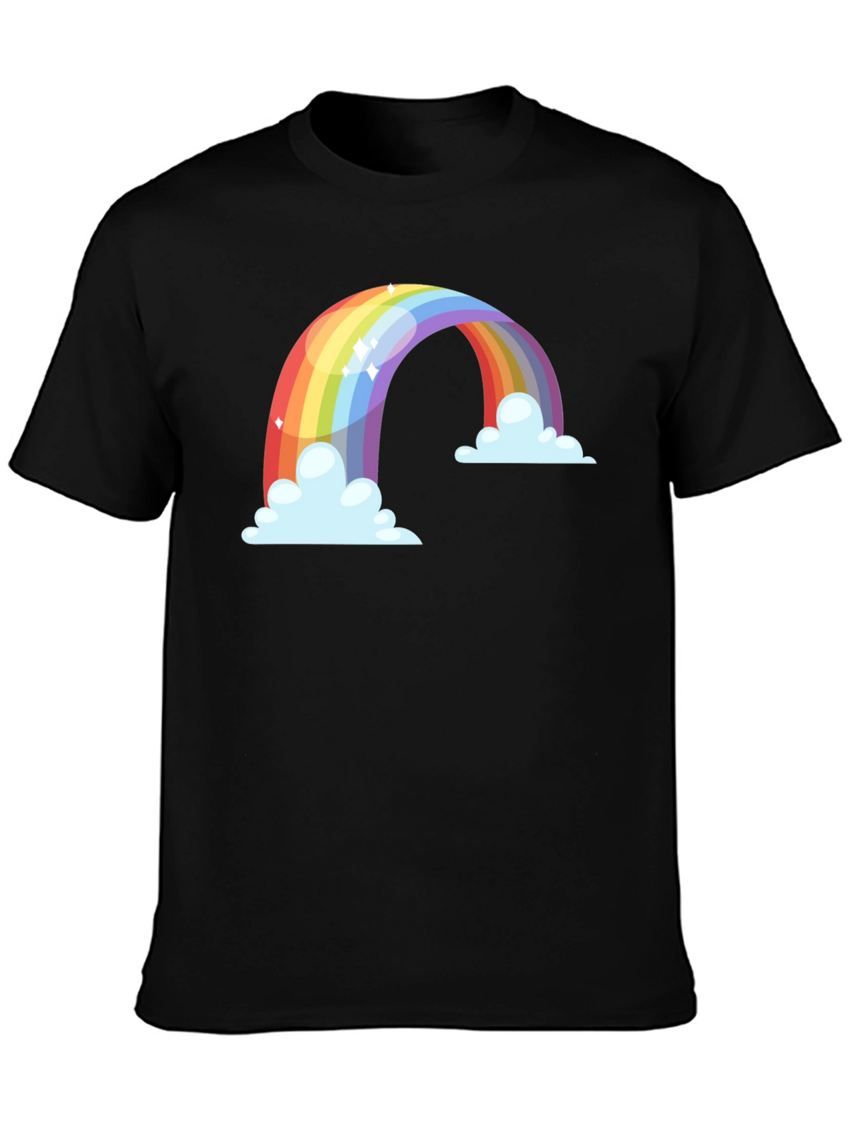 Rainbow Cloud Graphic Tee - Black Cotton Blend