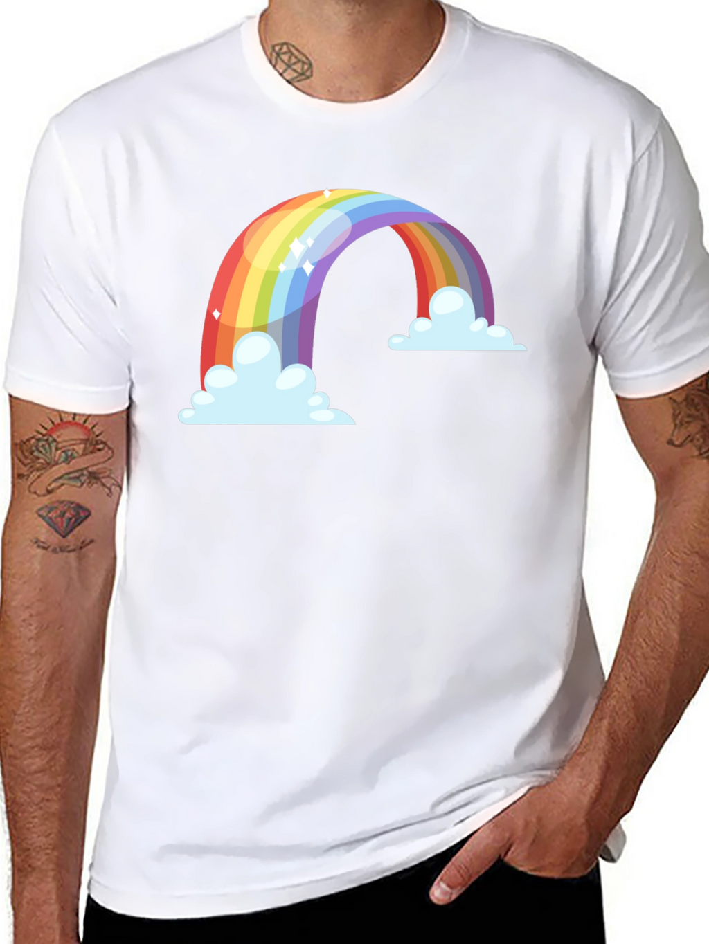 Rainbow Cloud Graphic Tee - Black Cotton Blend