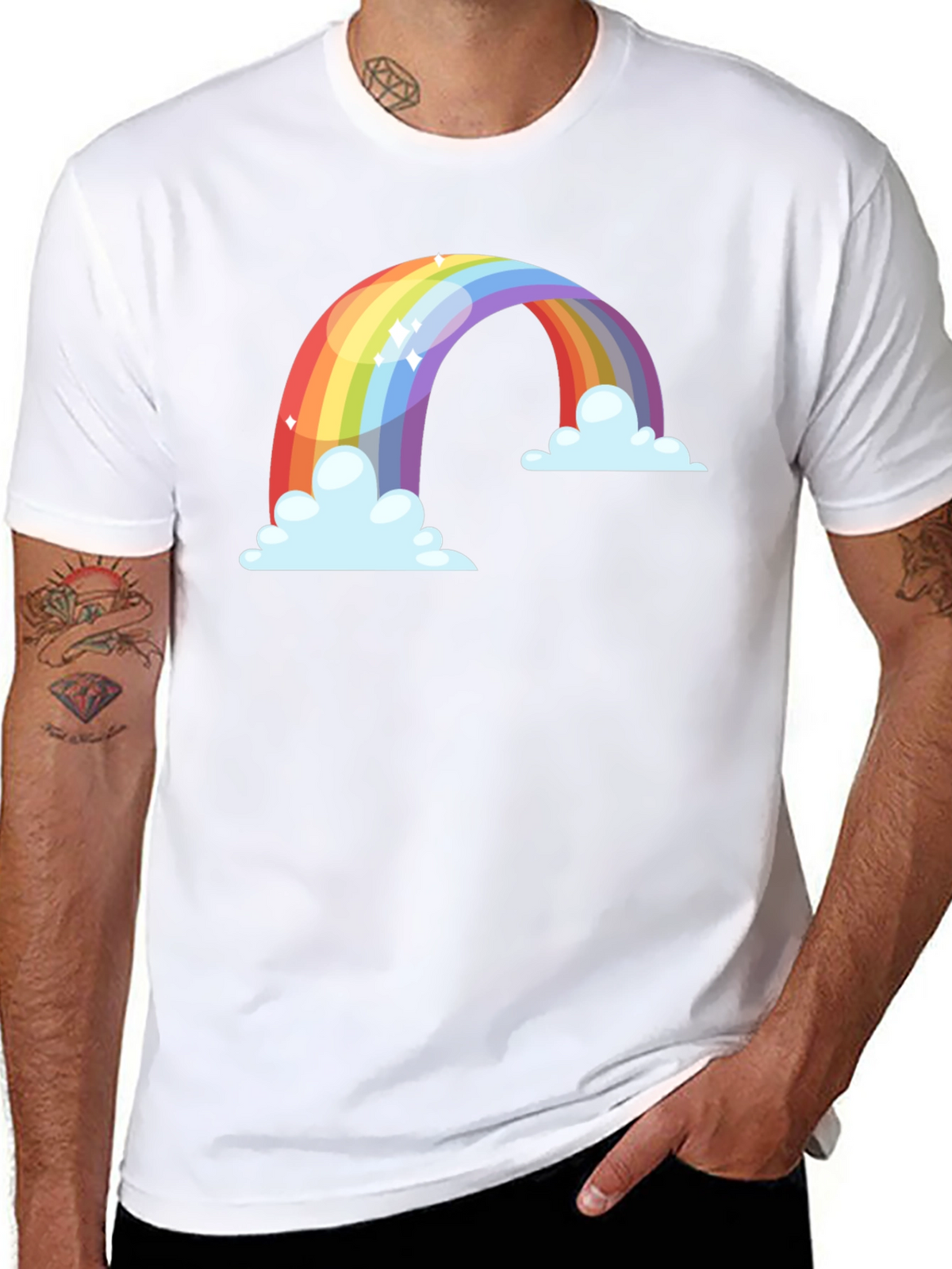 Rainbow Cloud Graphic Tee - Black Cotton Blend