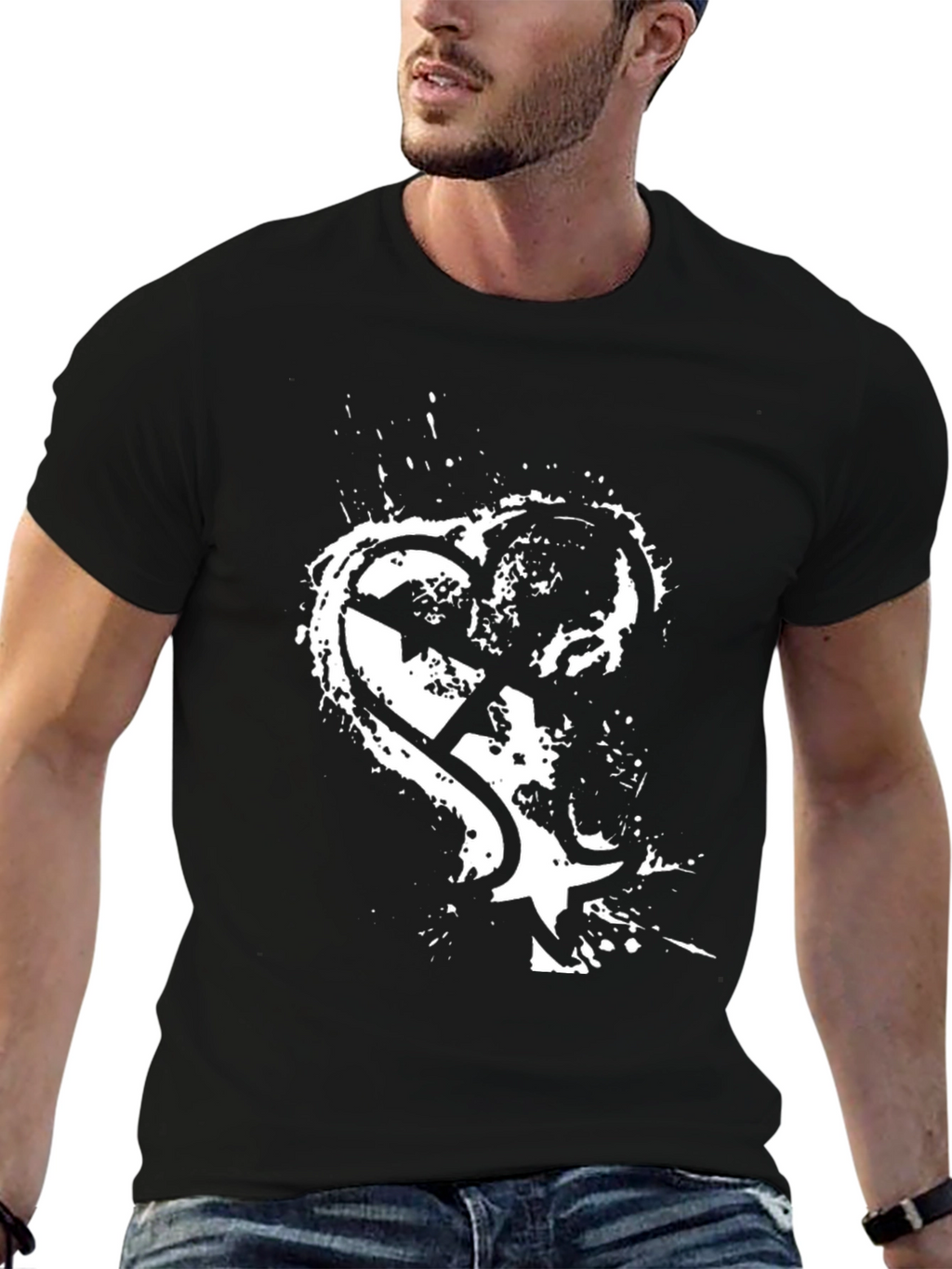 Edgy Graphic Tee - Broken Heart Star
