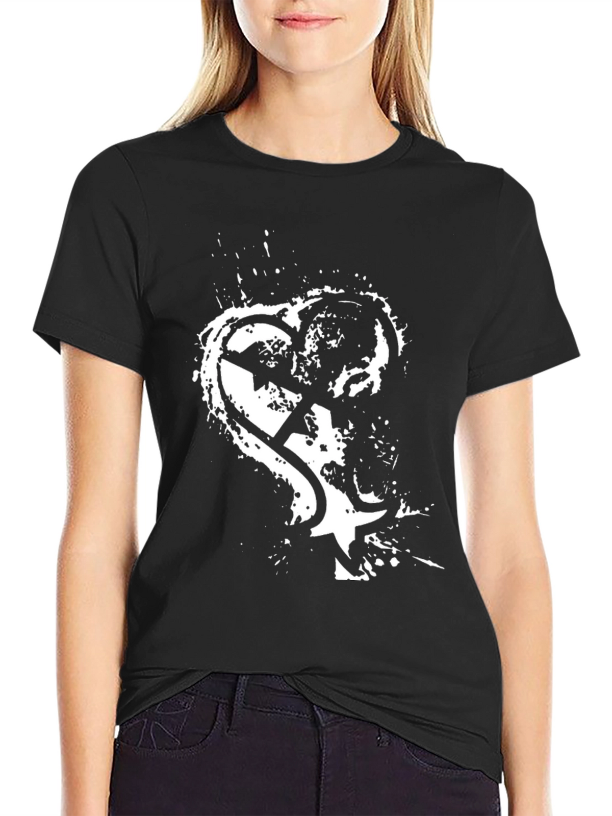 Edgy Graphic Tee - Broken Heart Star