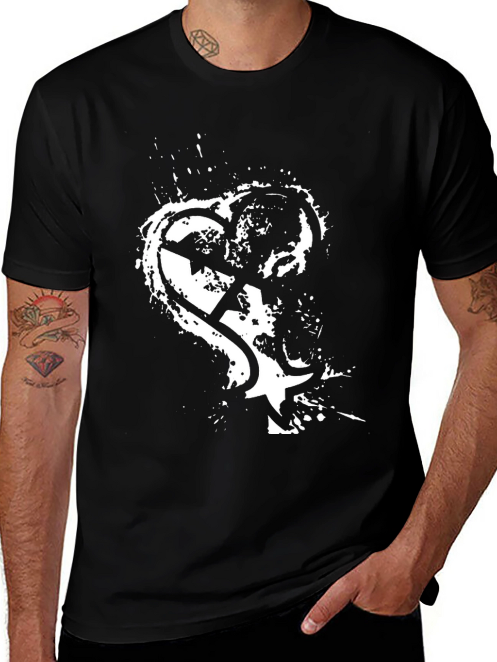 Edgy Graphic Tee - Broken Heart Star