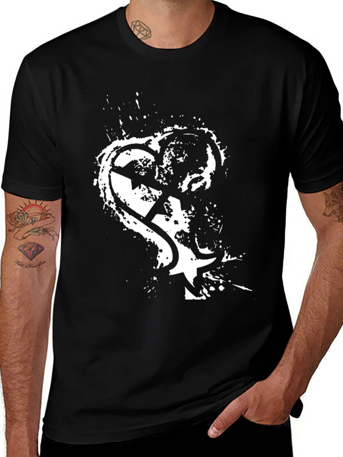 Edgy Graphic Tee - Broken Heart Star