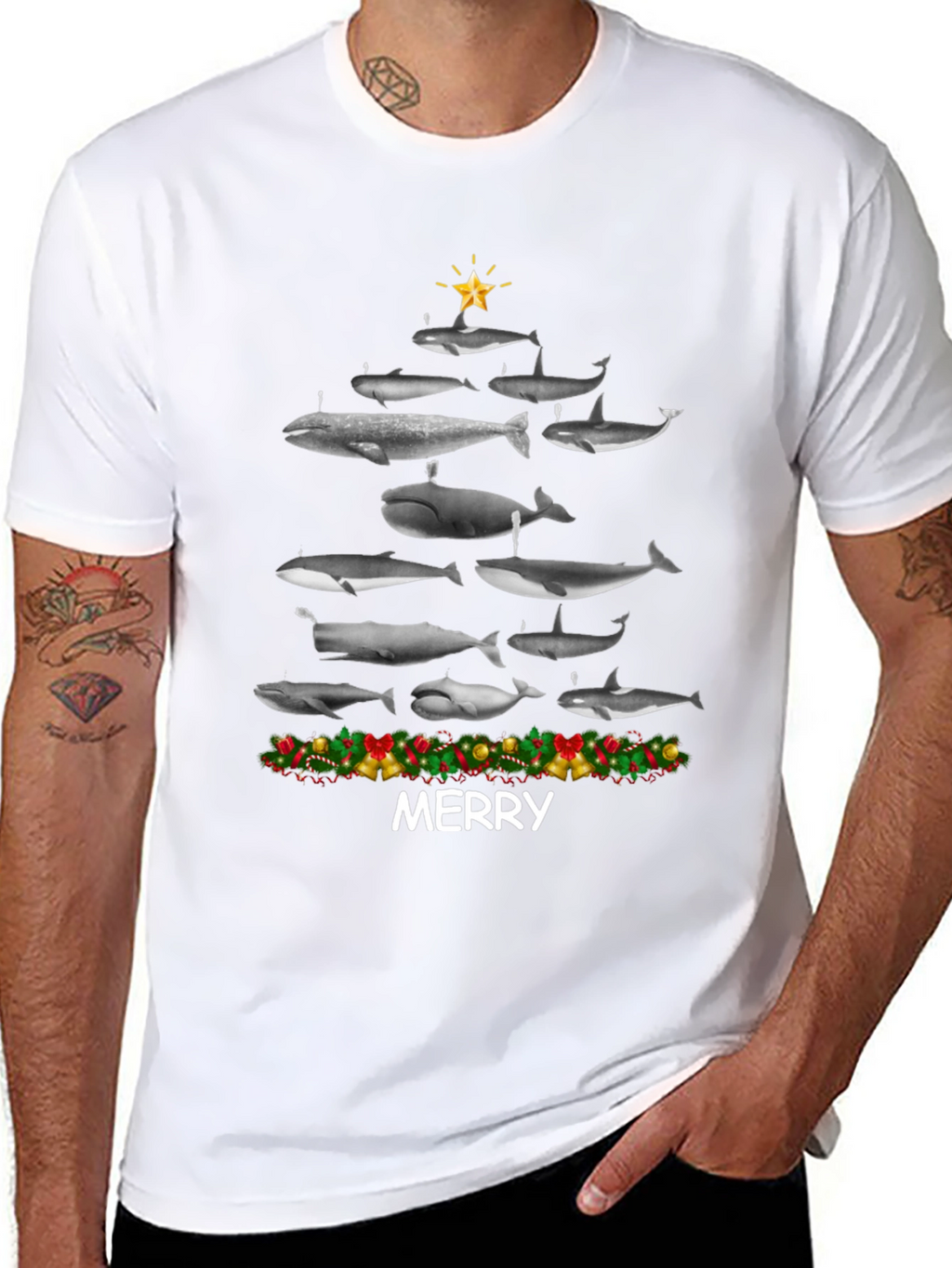 Whale Christmas Tree T-Shirt - Merry Christmas