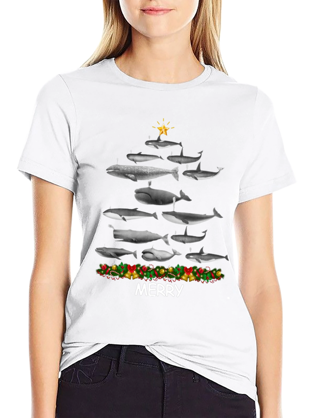 Whale Christmas Tree T-Shirt - Merry Christmas