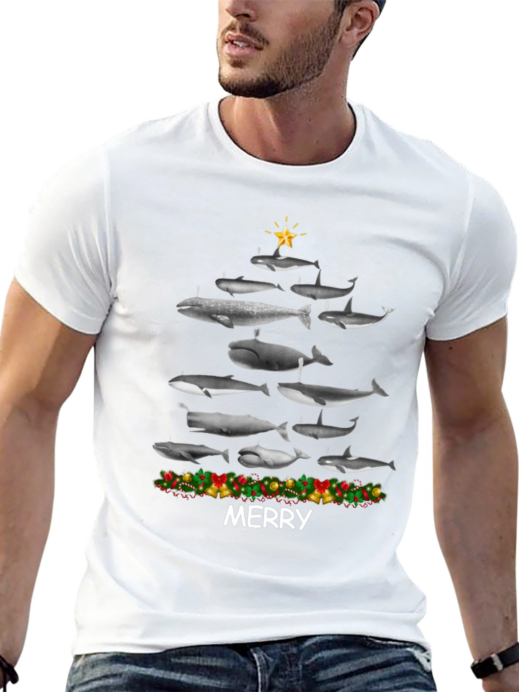 Whale Christmas Tree T-Shirt - Merry Christmas