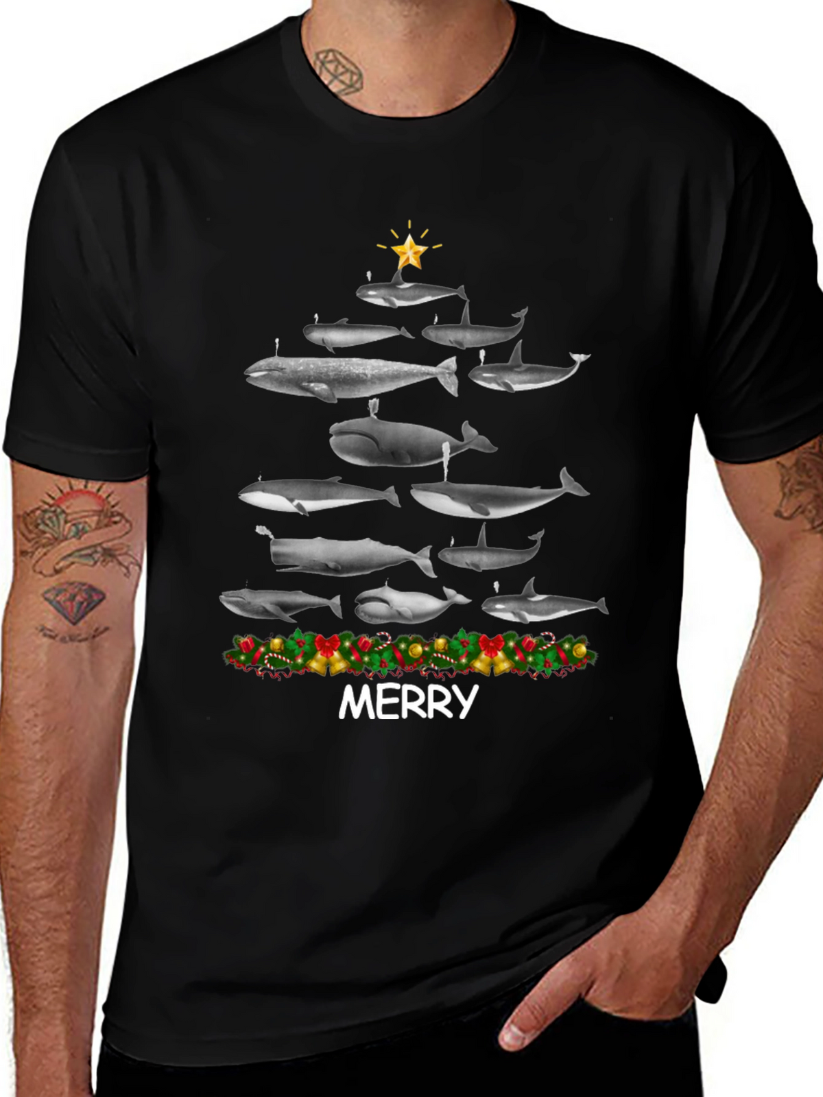 Whale Christmas Tree T-Shirt - Merry Christmas