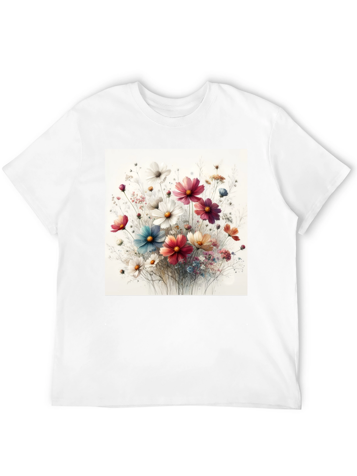 Floral Print Black T-Shirt for Men