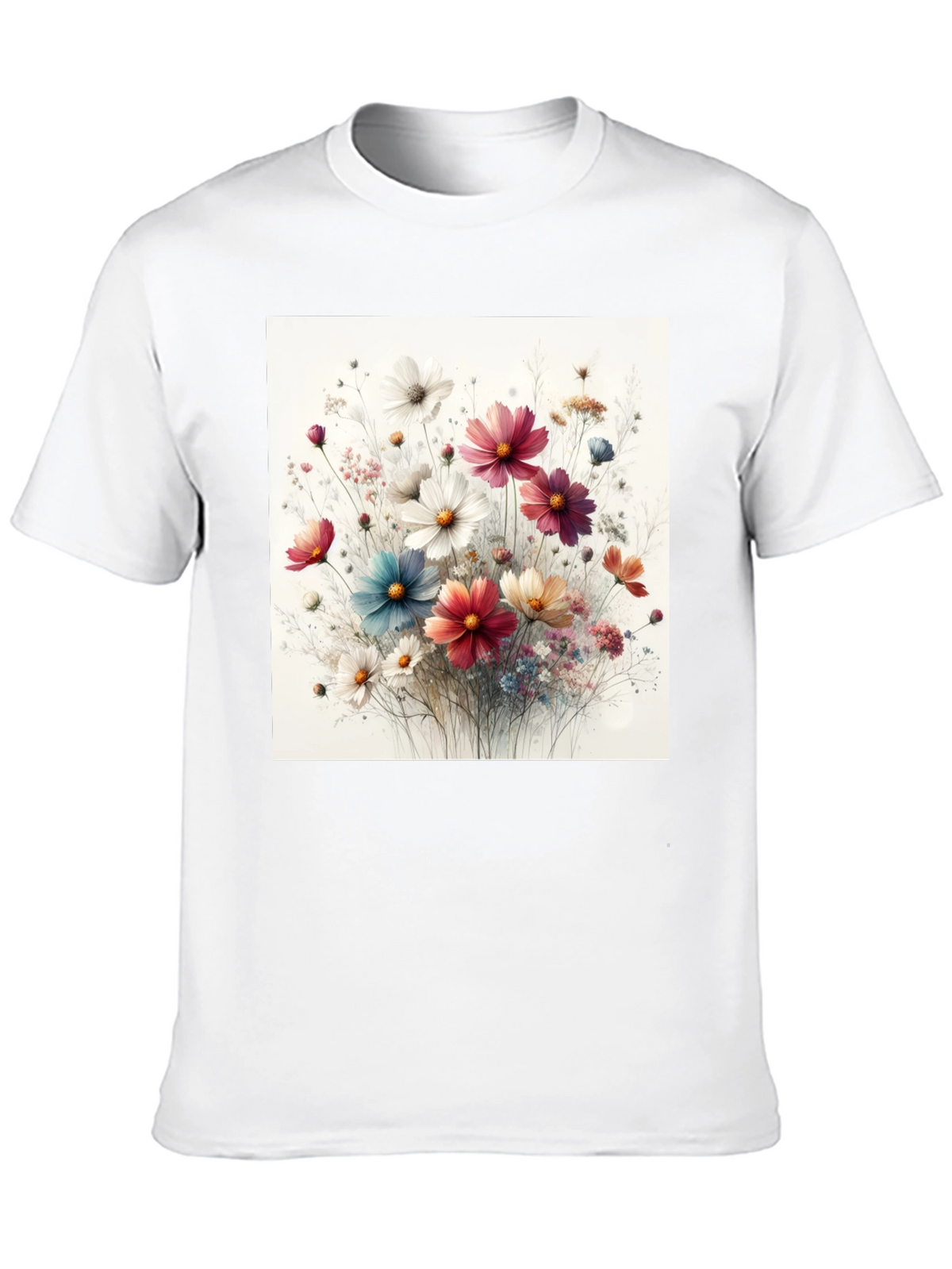 Floral Print Black T-Shirt for Men