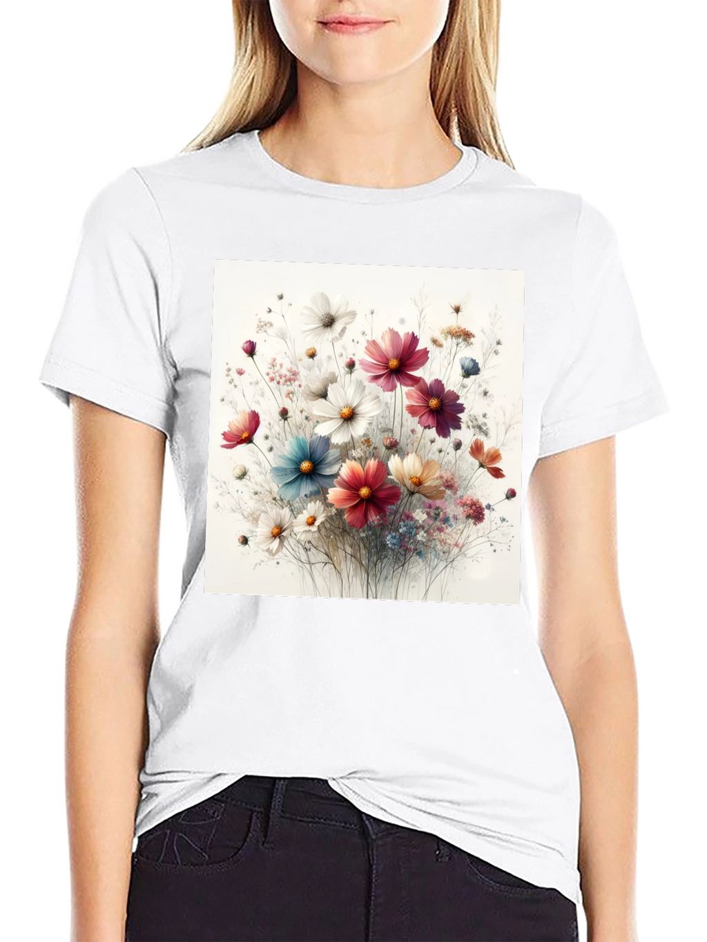 Floral Print Black T-Shirt for Men