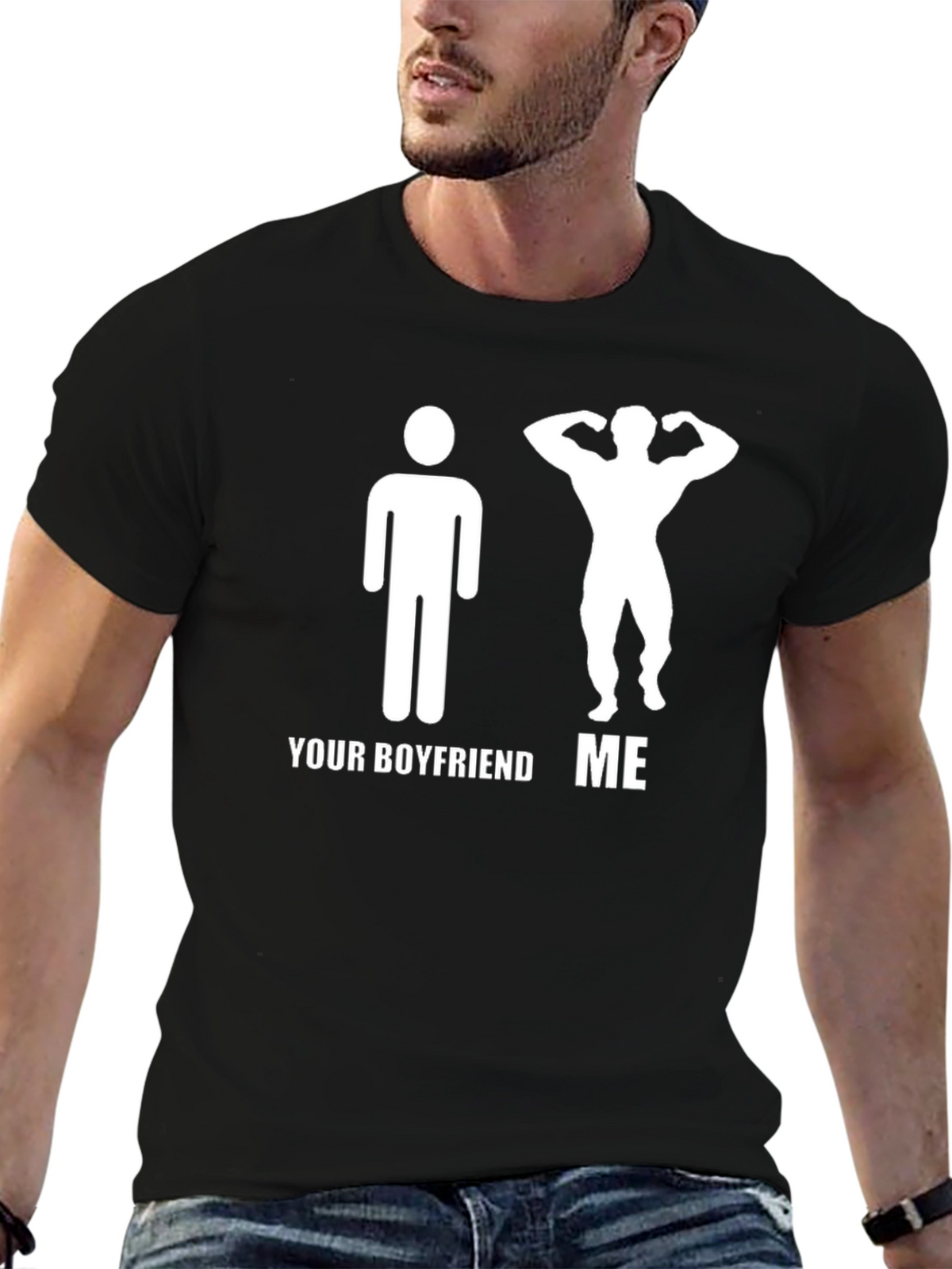 Humorous Your Boyfriend ME Graphic T-Shirt