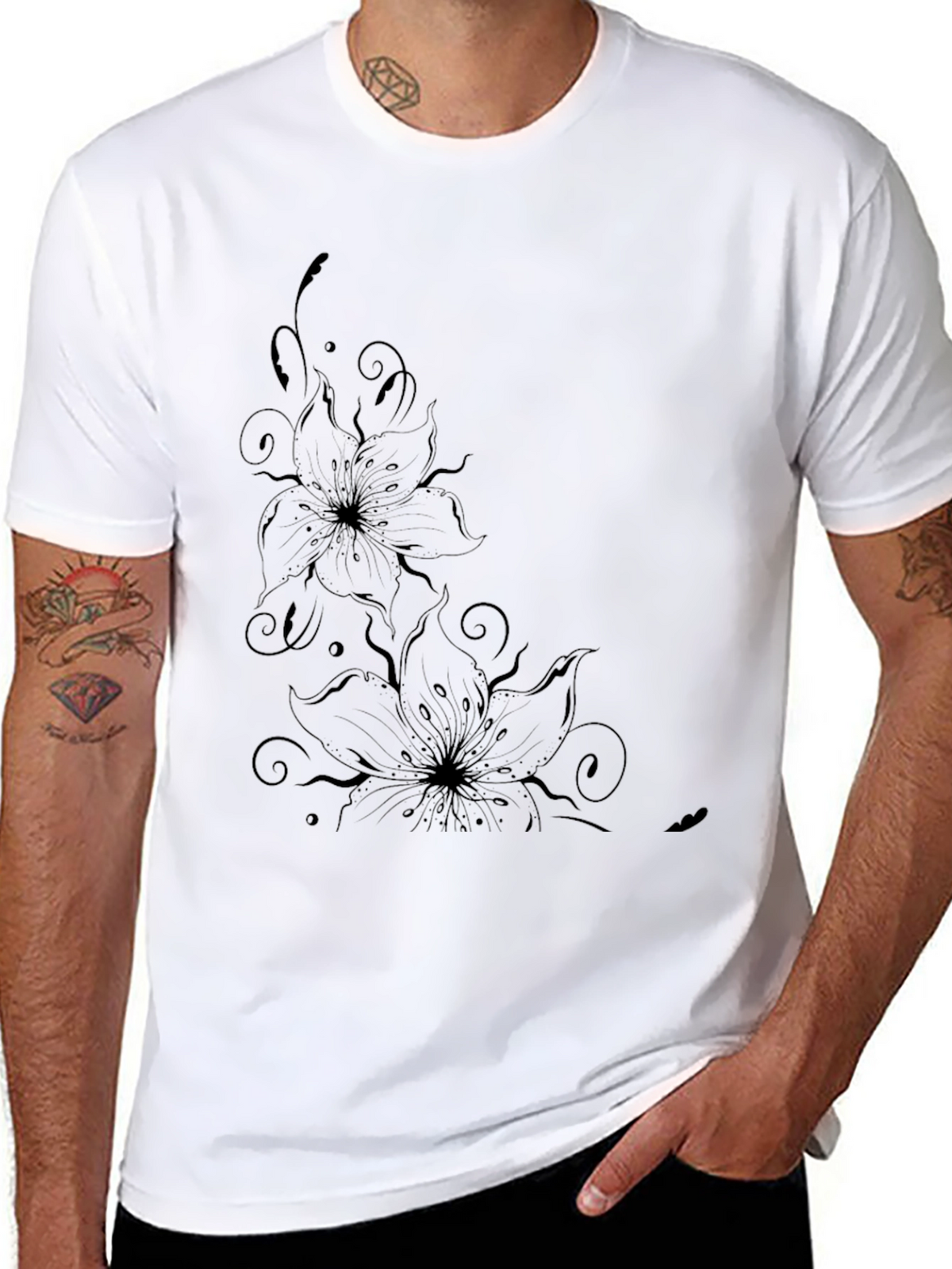 Floral Graphic Black T-Shirt - Stylish Casual Wear