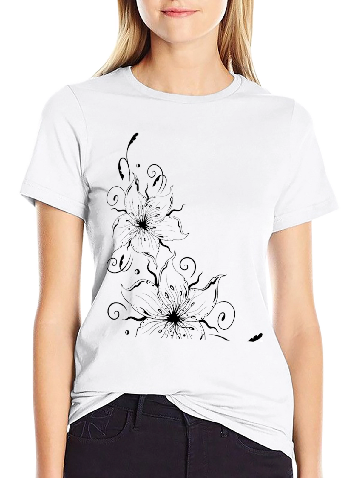 Floral Graphic Black T-Shirt - Stylish Casual Wear