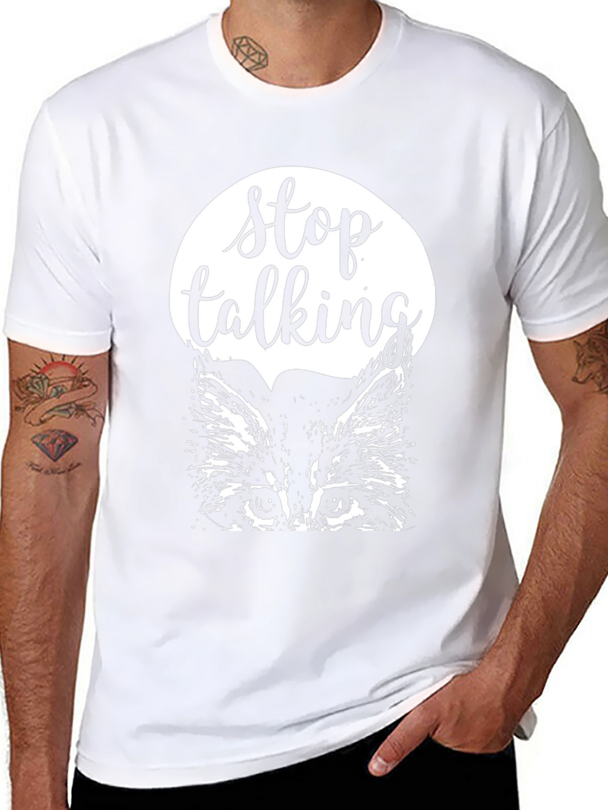 Stop Talking Cat Graphic Tee - Black Cotton