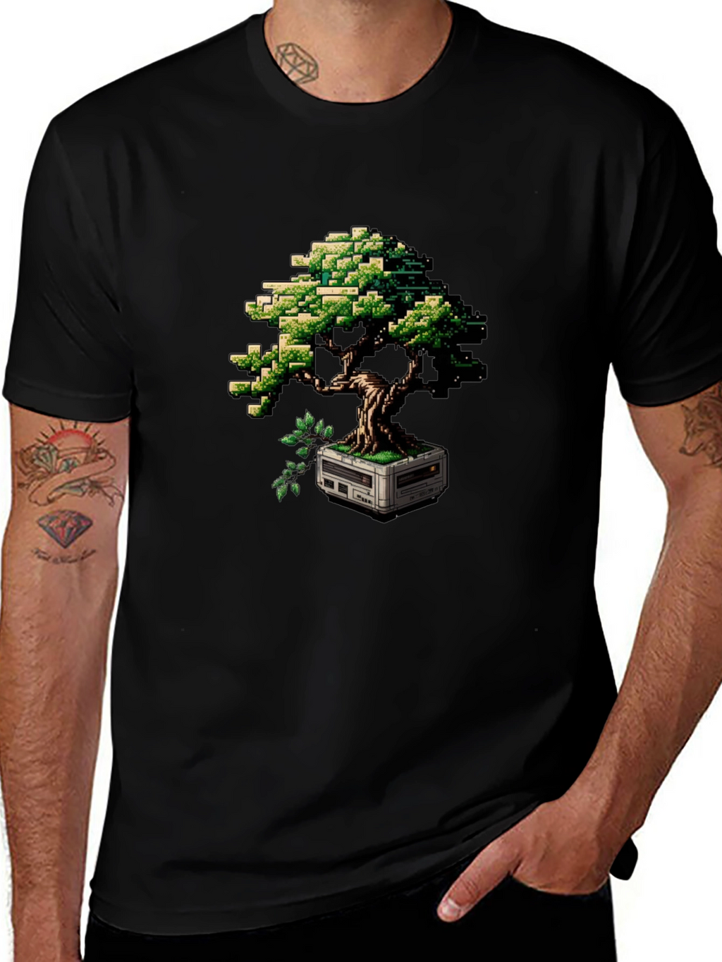 Pixel Bonsai T-Shirt - Retro Gaming Style