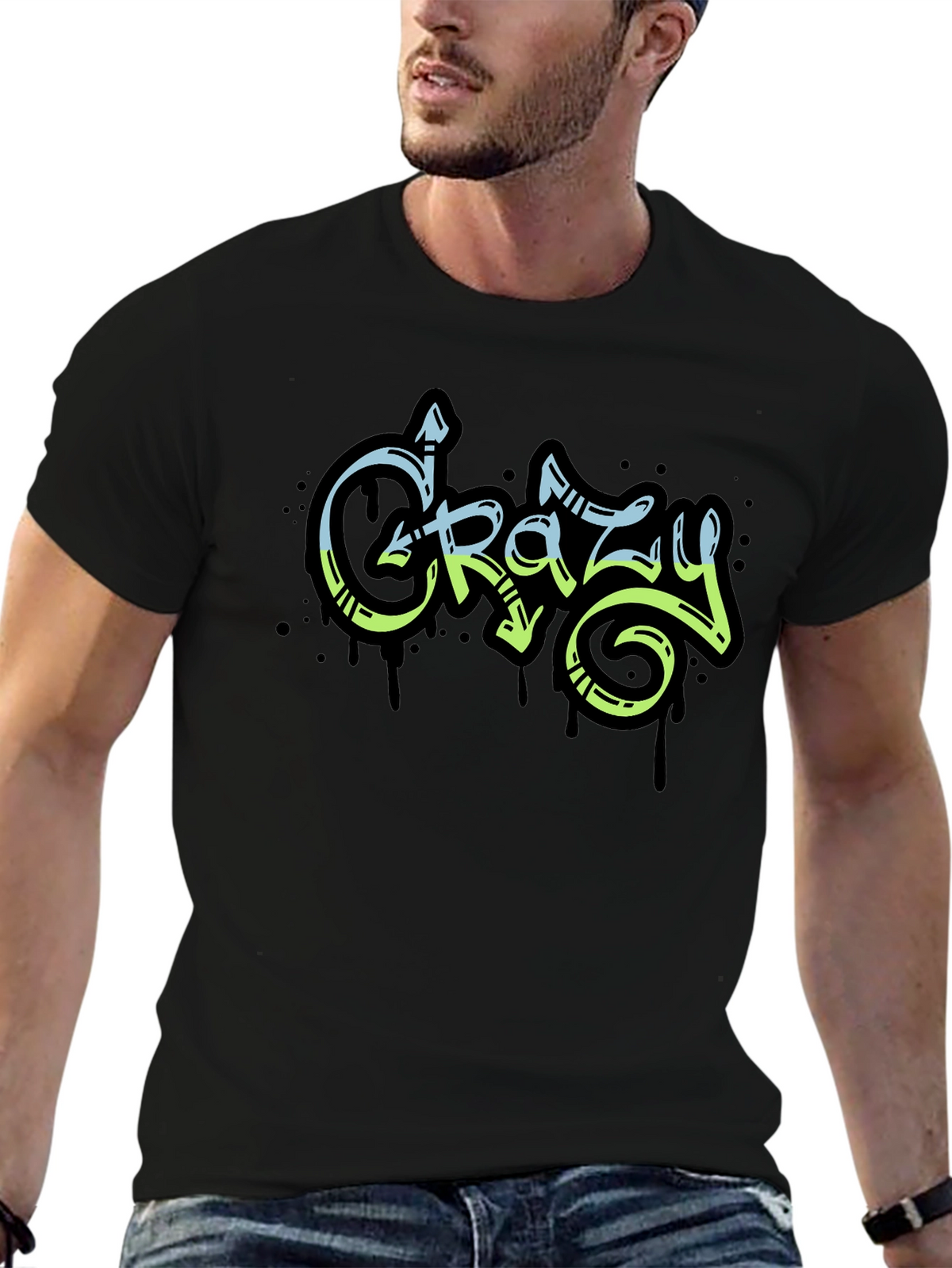 Crazy Graffiti Style Black Graphic Tee