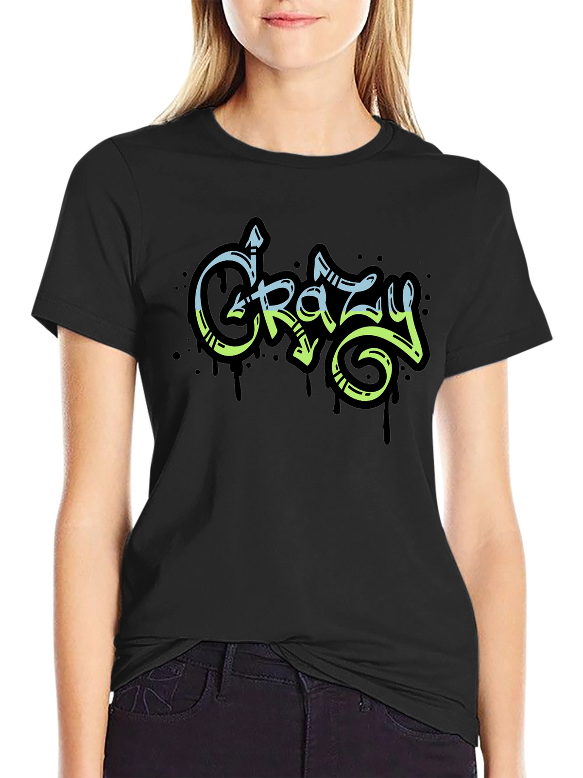 Crazy Graffiti Style Black Graphic Tee