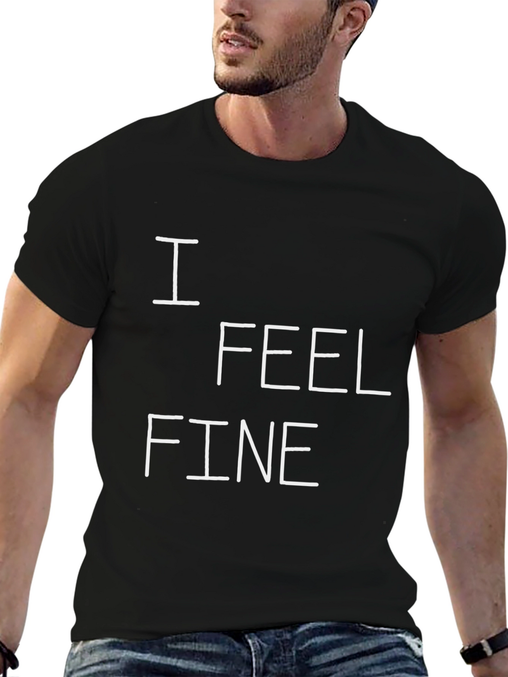 I Feel Fine Graphic Tee - Black Cotton T-Shirt