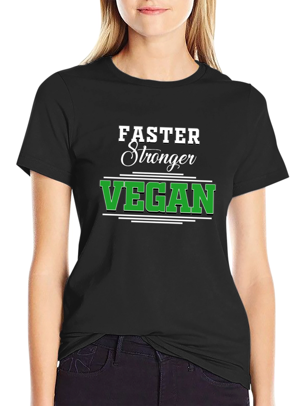 Faster Stronger Vegan Black T-Shirt