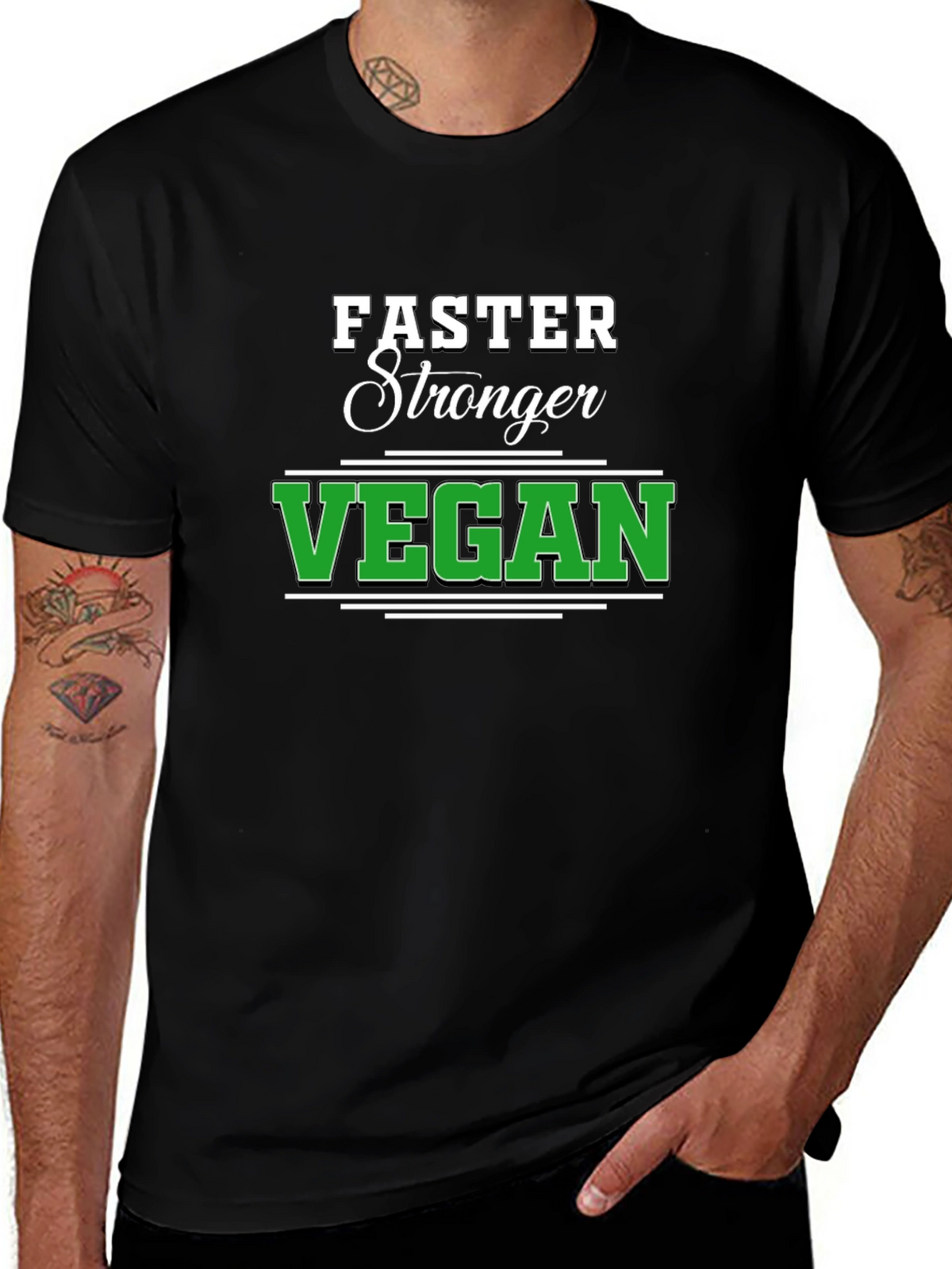 Faster Stronger Vegan Black T-Shirt