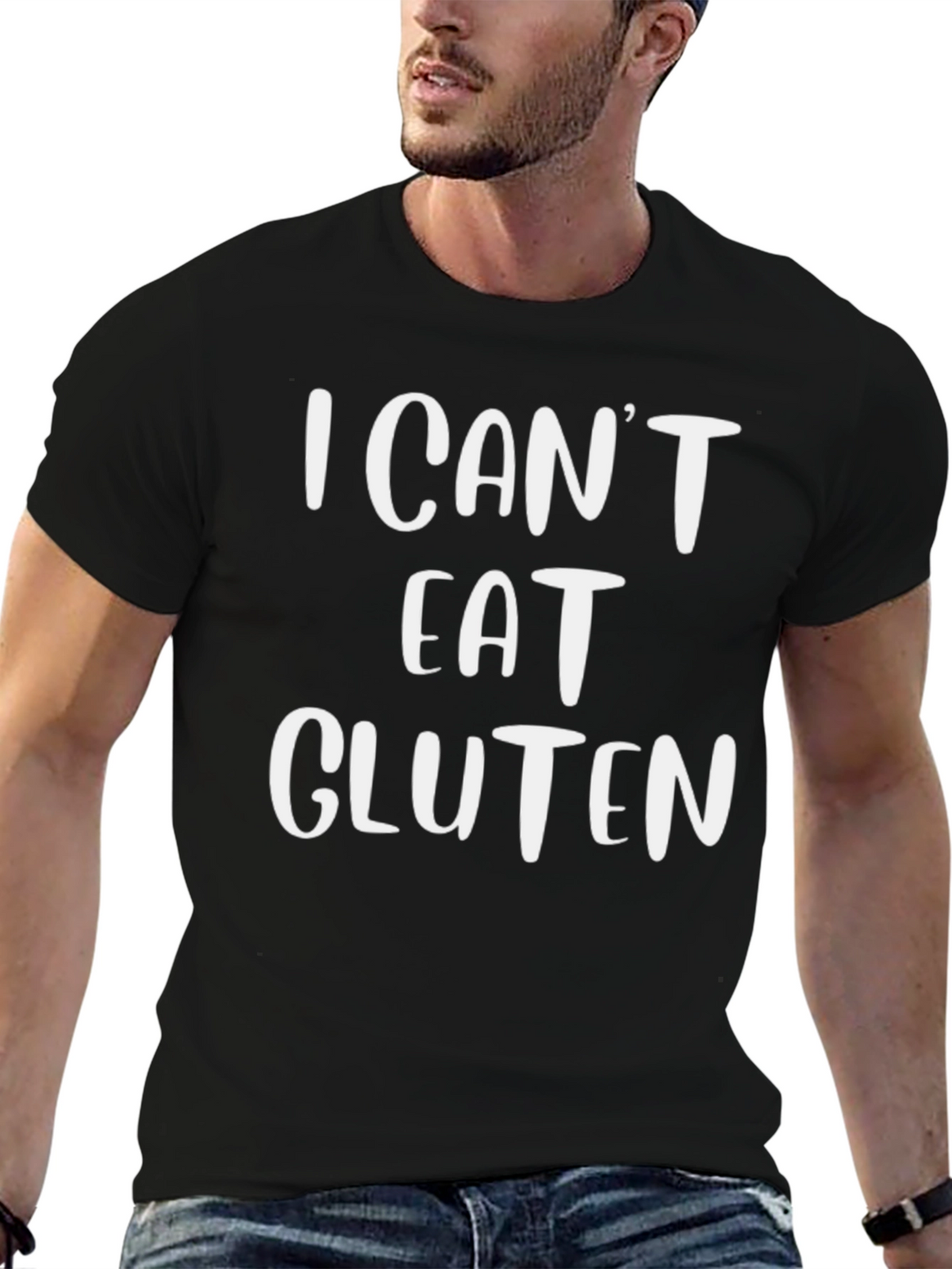 I Cant Eat Gluten Graphic Tee - Black T-Shirt