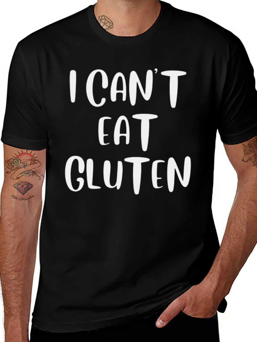 I Cant Eat Gluten Graphic Tee - Black T-Shirt