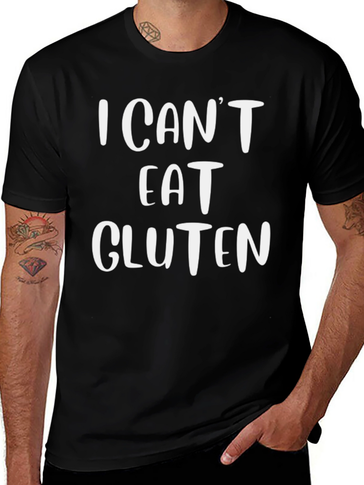 I Cant Eat Gluten Graphic Tee - Black T-Shirt