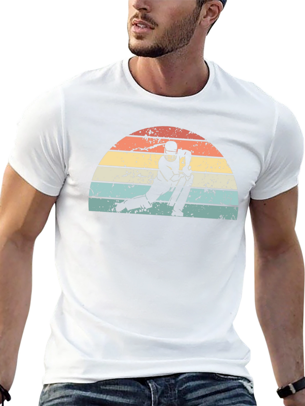 Retro Cricket Player Graphic Tee