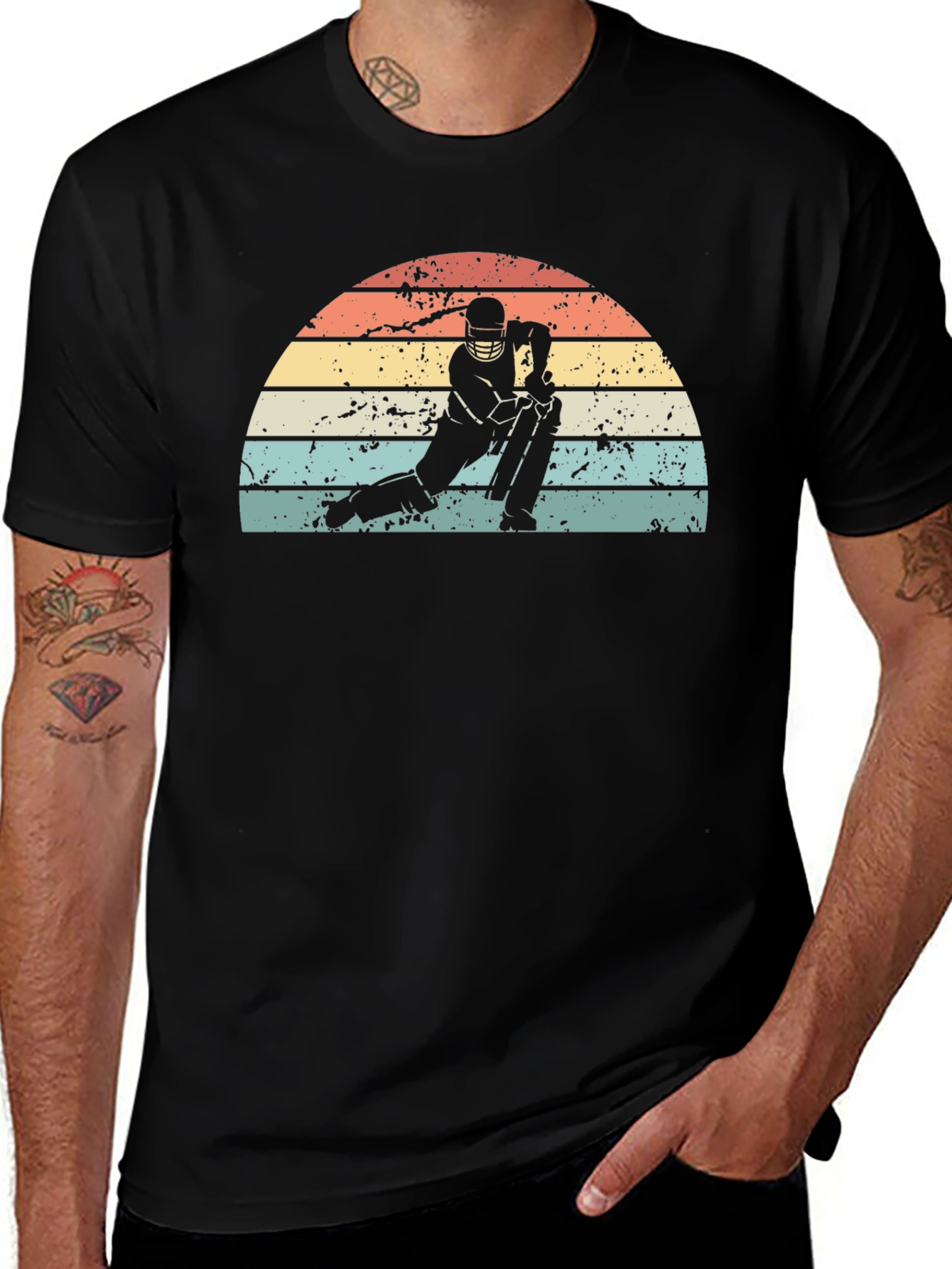 Retro Cricket Player Graphic Tee