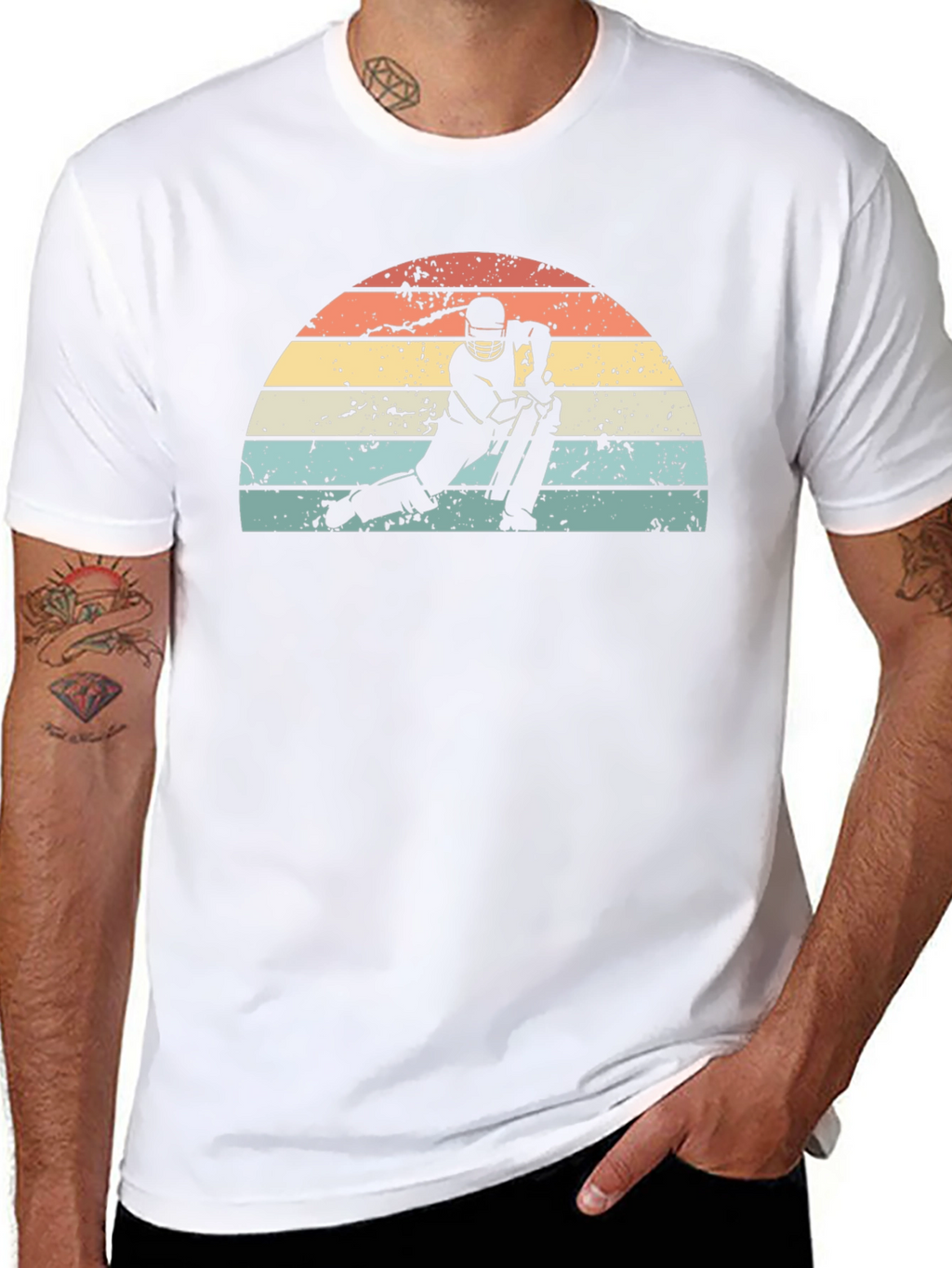 Retro Cricket Player Graphic Tee