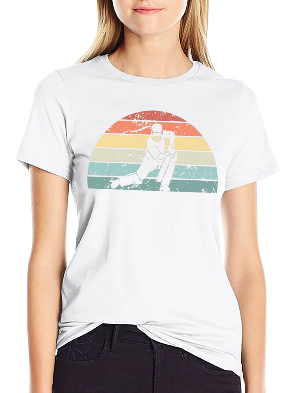 Retro Cricket Player Graphic Tee
