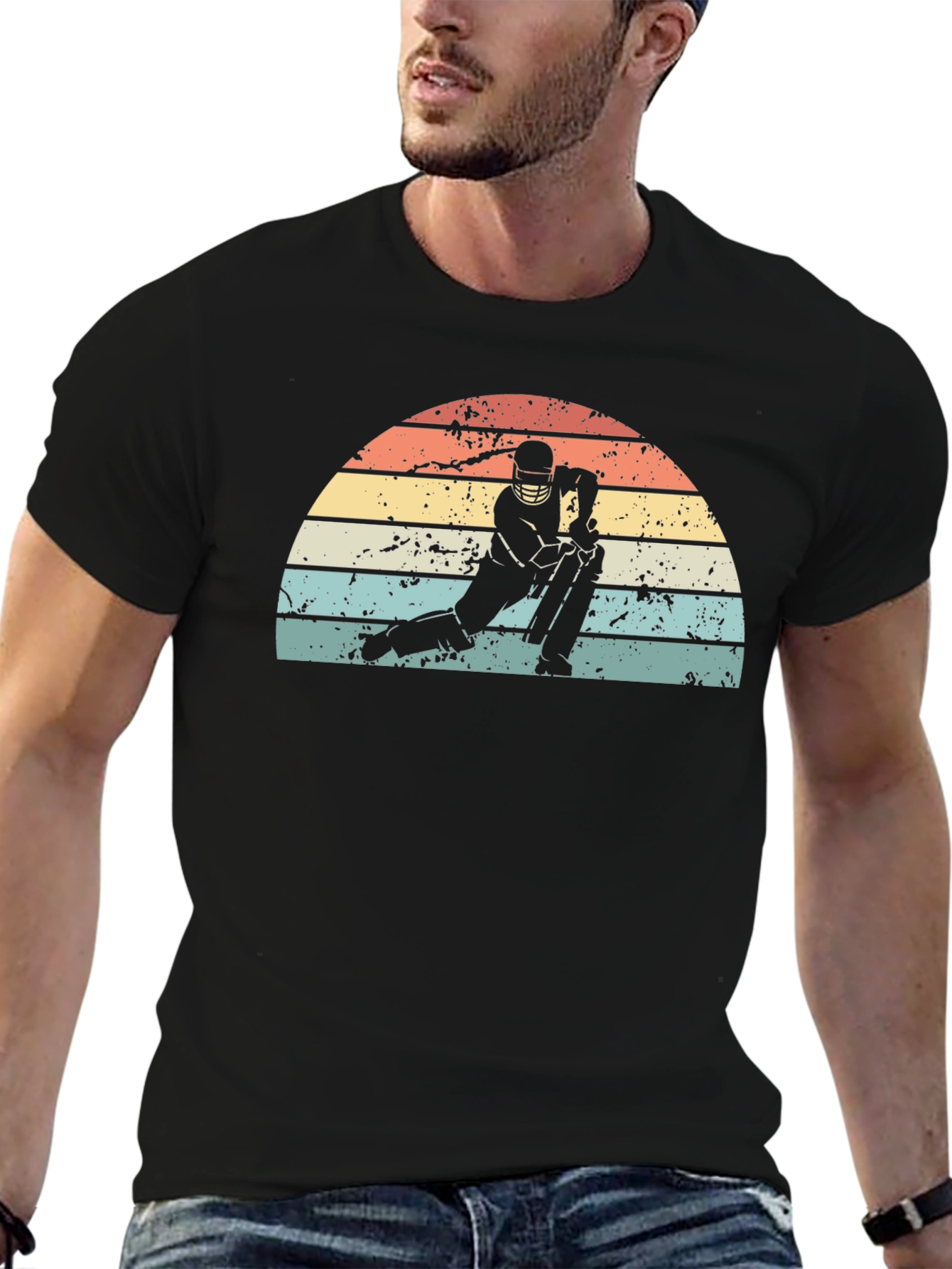 Retro Cricket Player Graphic Tee