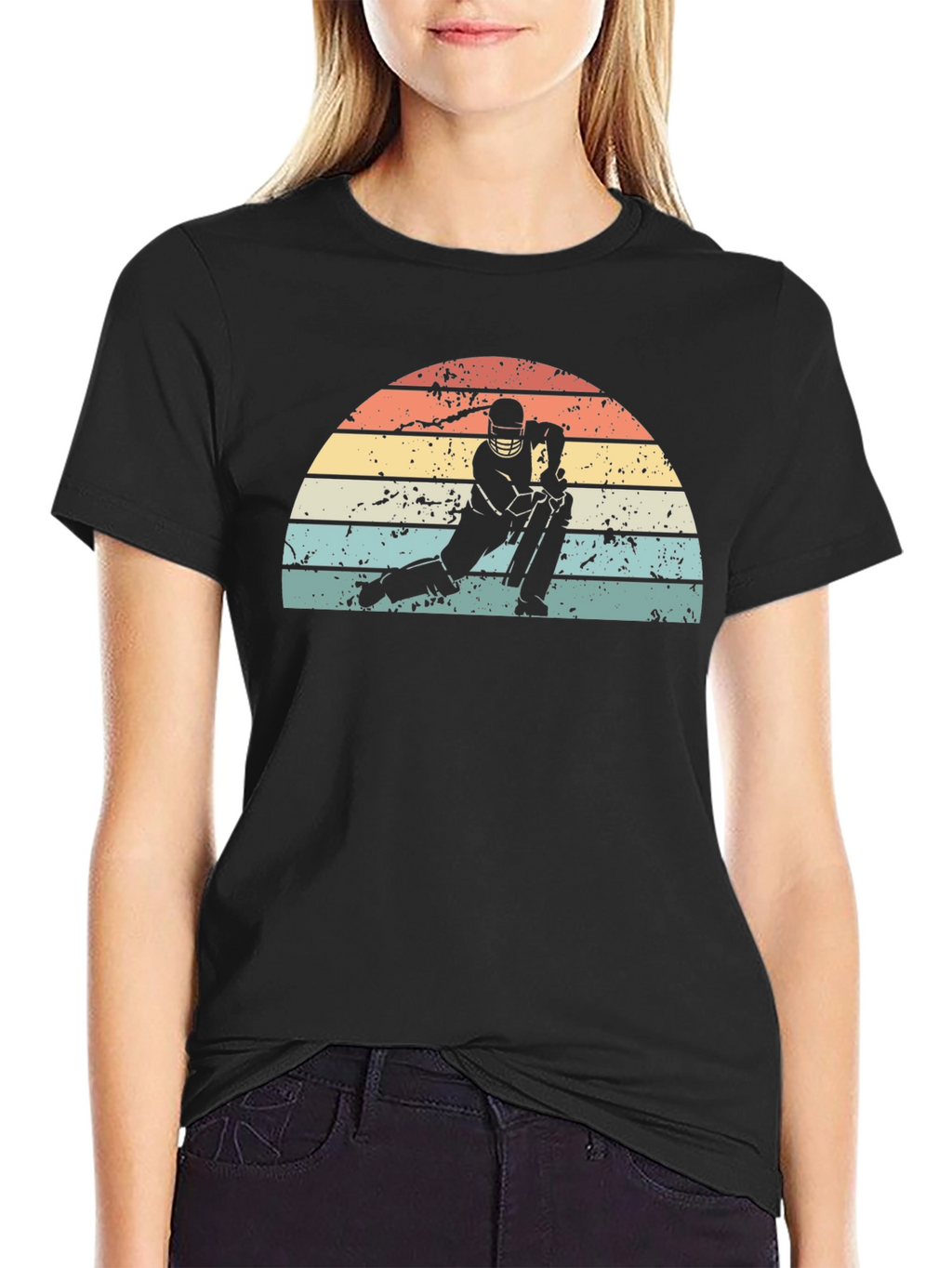 Retro Cricket Player Graphic Tee