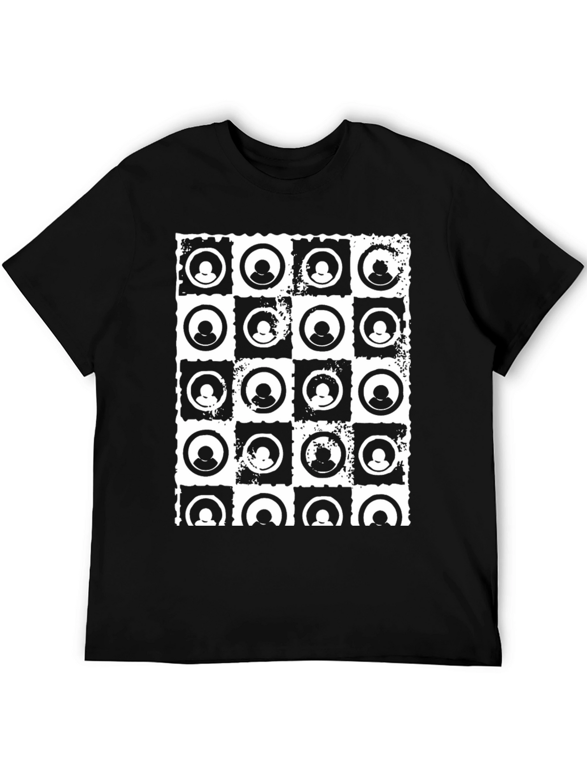 Abstract Grid Graphic Black T-Shirt