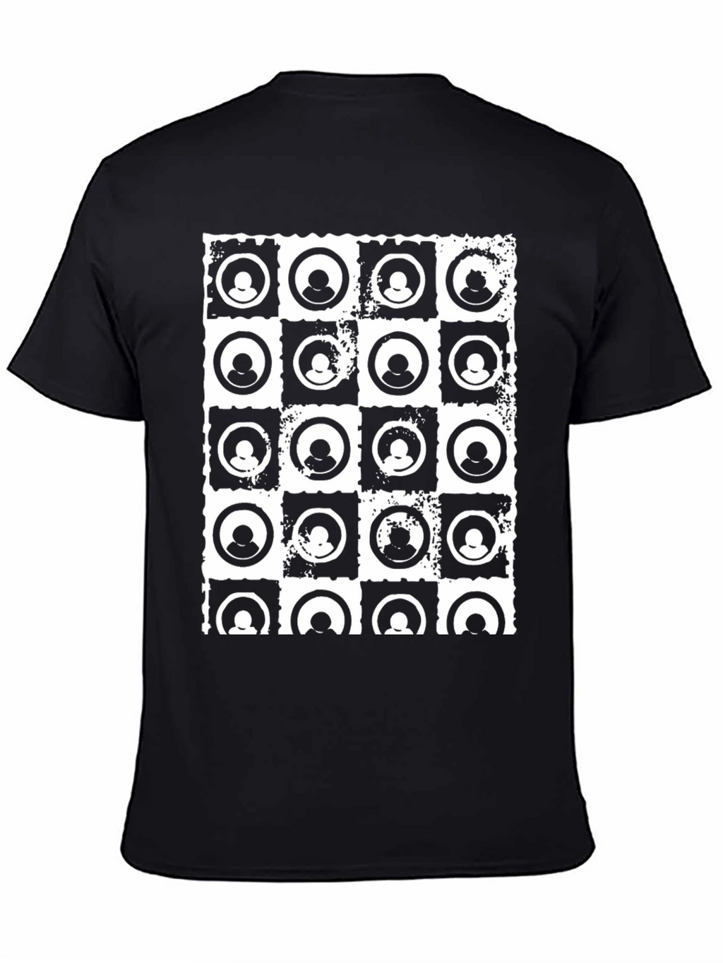 Abstract Grid Graphic Black T-Shirt