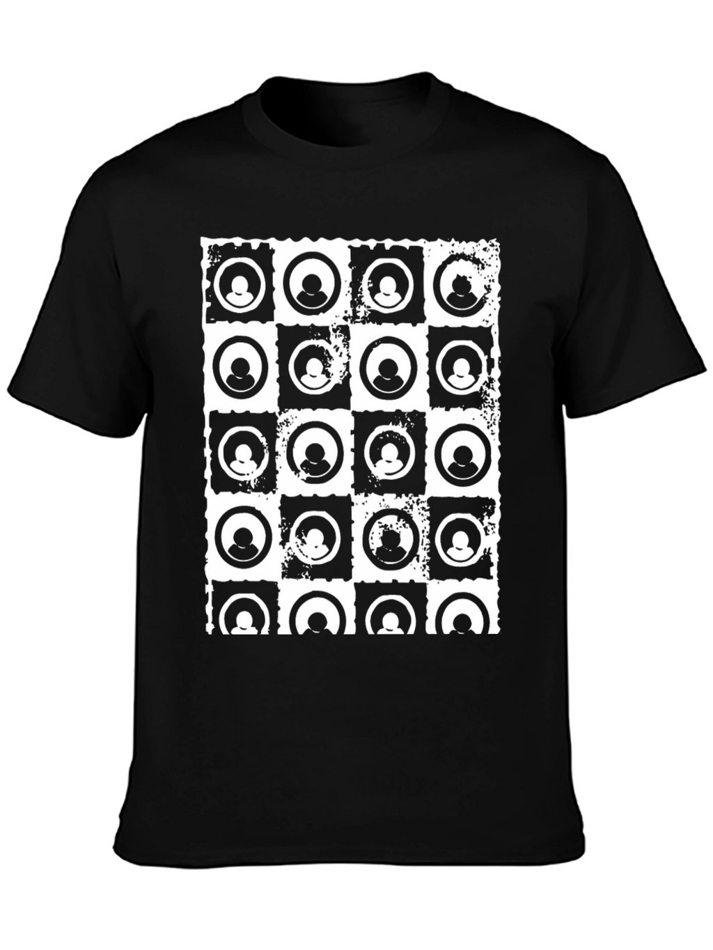 Abstract Grid Graphic Black T-Shirt