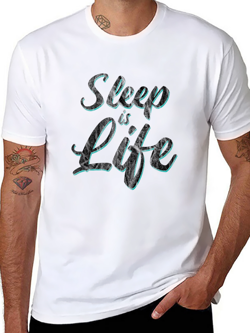 Sleep is Life Mens Black Graphic T-Shirt
