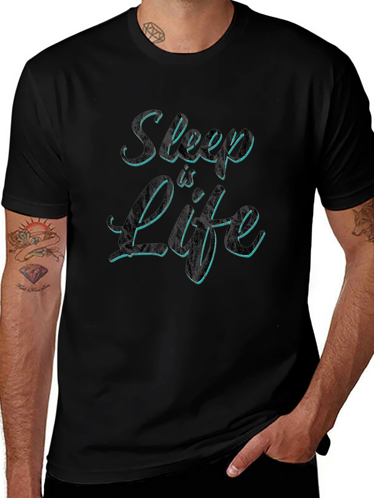 Sleep is Life Mens Black Graphic T-Shirt