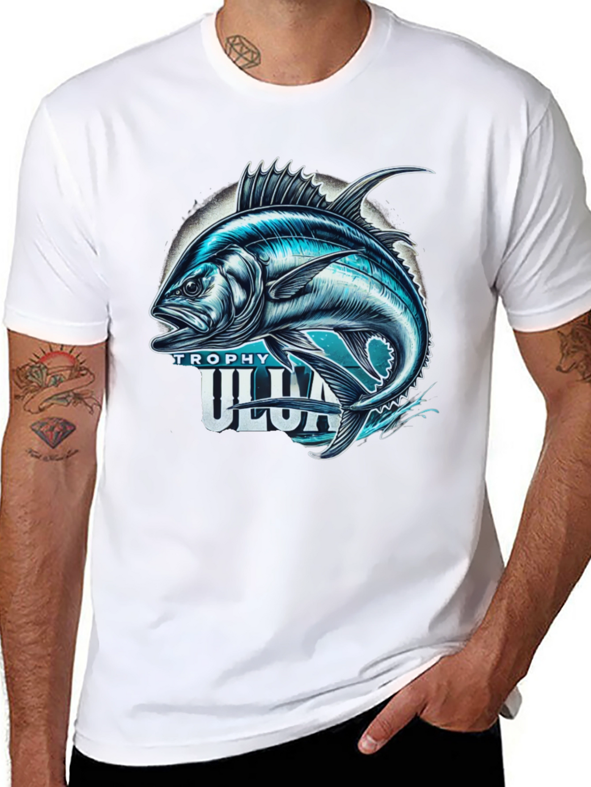 Trophy Ulua Black T-Shirt Fishing Graphic