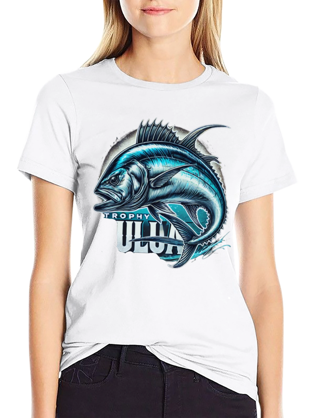 Trophy Ulua Black T-Shirt Fishing Graphic
